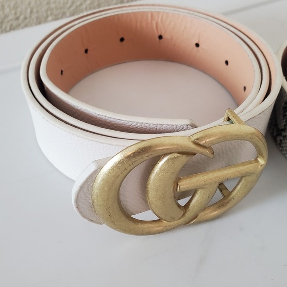 Set of 3 Women Faux Leather Belts Black White Snakeskin Gold Double Ring Buckle main image 12